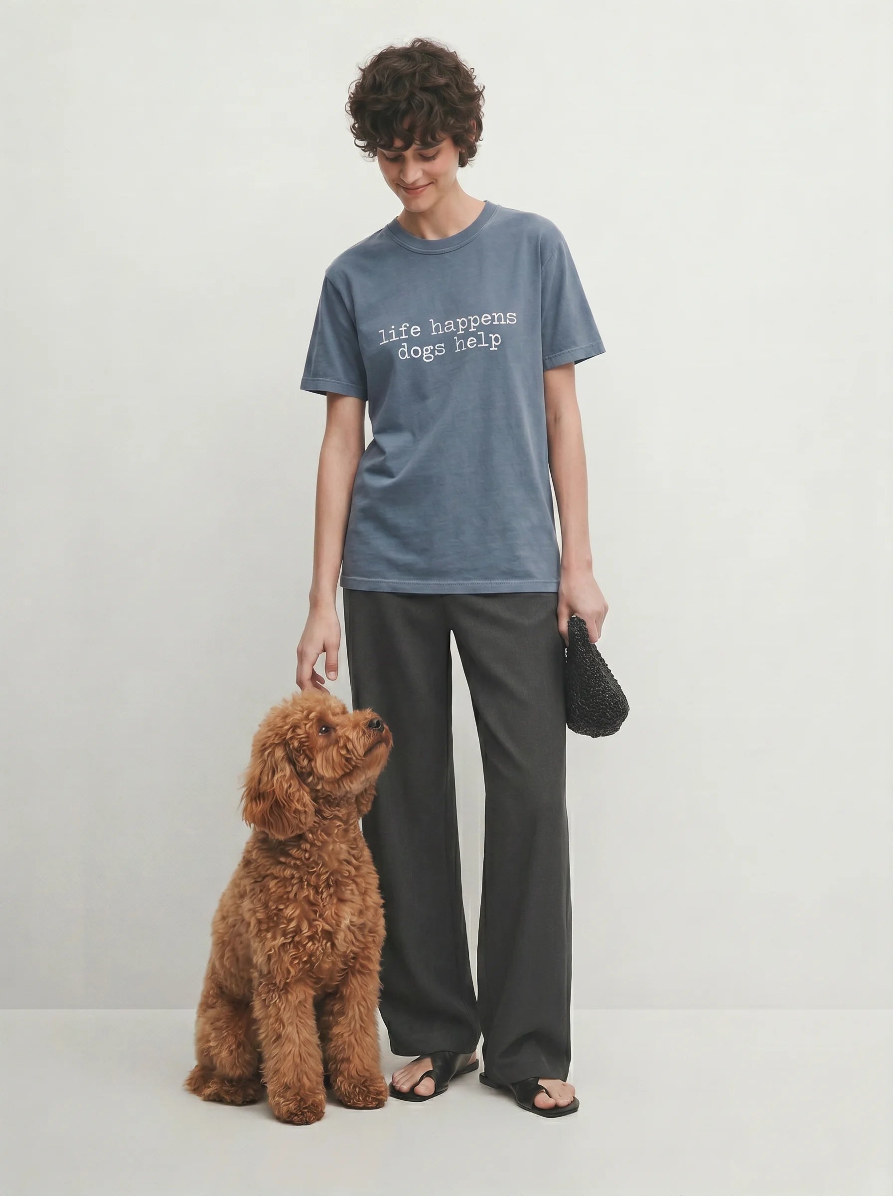 Life Happens Dogs Help T-Shirt – Lifestyle Photo