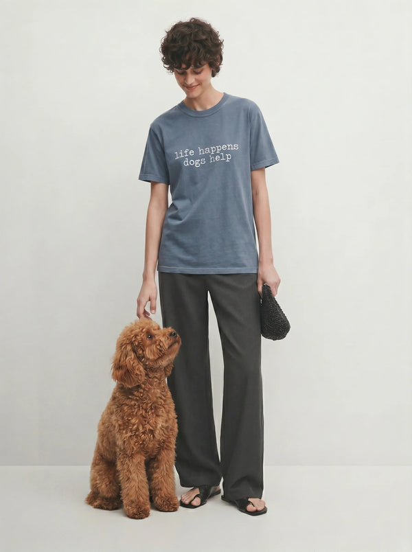 Life Happens Dogs Help T-Shirt – Lifestyle Photo