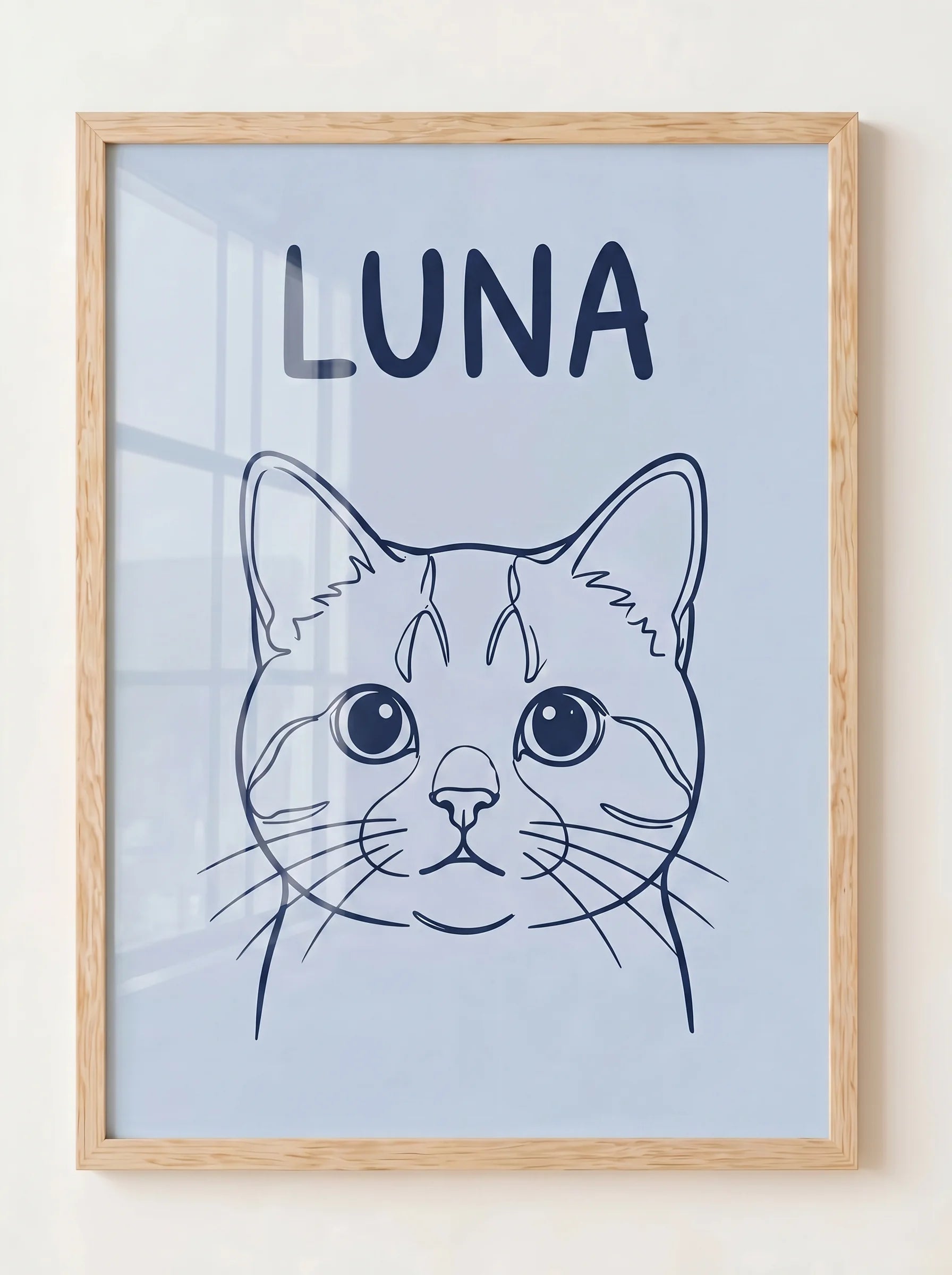 Custom Line Art Pet Portrait — Framed Pet Line Drawing Under Glass | Made With Paws