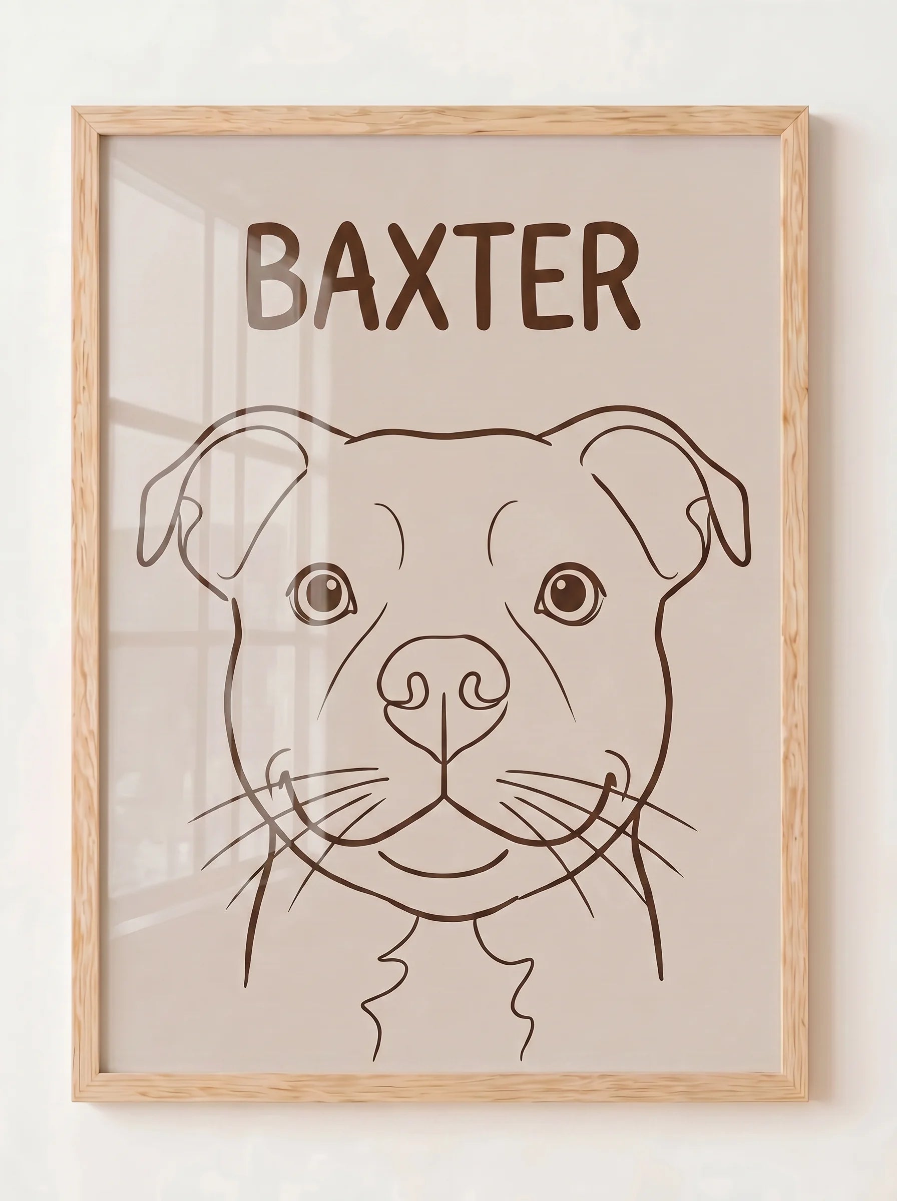 Custom Line Art Pet Portrait — Framed Line Drawing, Glass Finish | Made With Paws