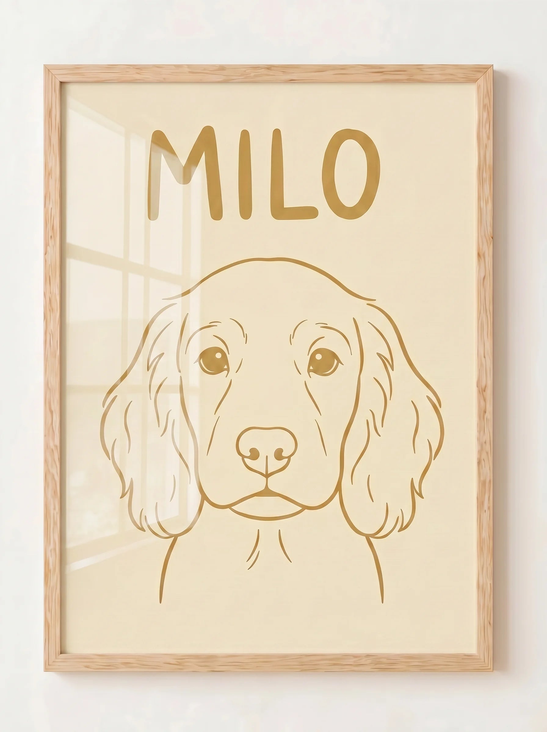 Custom Line Art Pet Portrait — Framed Pet Wall Art Detail | Made With Paws