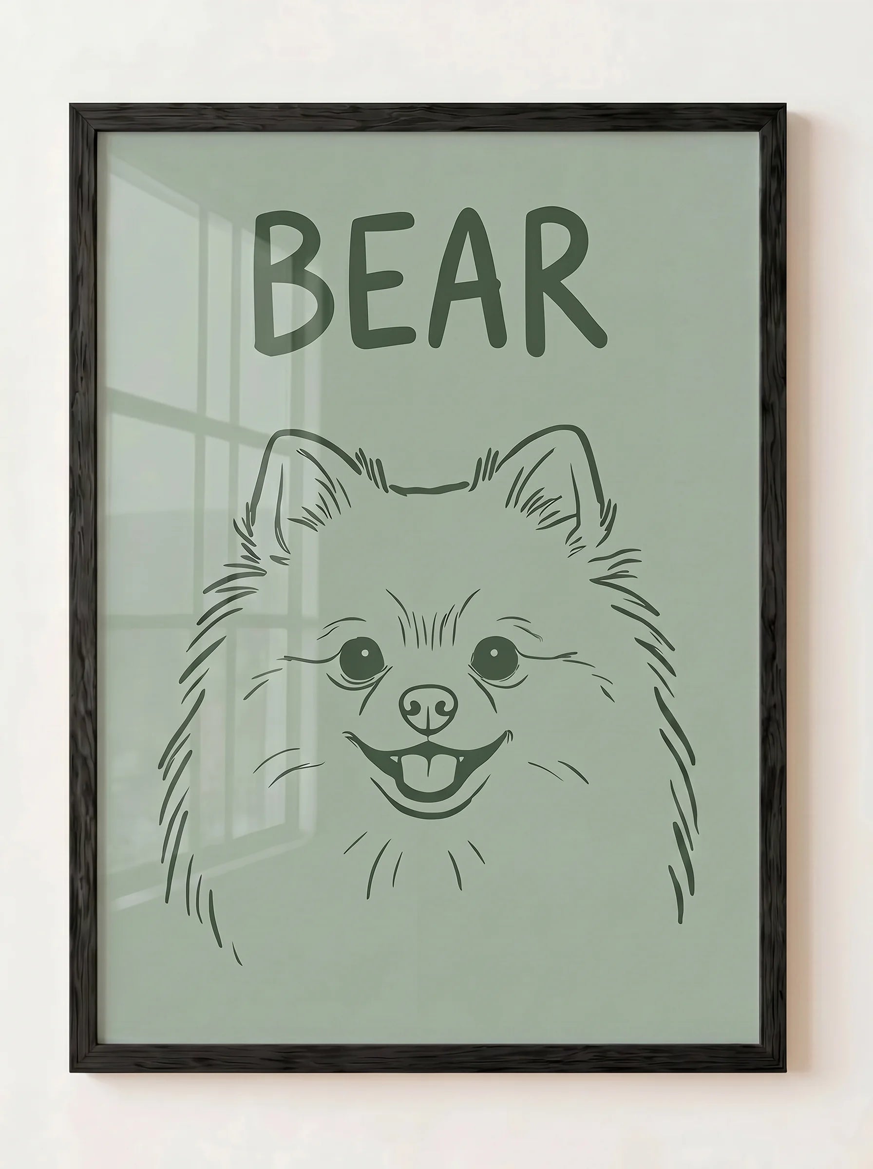 Custom Line Art Pet Portrait — Dark Wood Framed Wall Art | Made With Paws