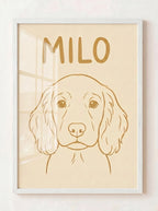 Custom Line Art Pet Portrait — White Frame, Colored Background | Made With Paws