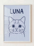 Custom Line Art Pet Portrait — Personalized Line Drawing, White Frame | Made With Paws