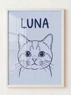 Custom Line Art Pet Portrait — Hand-Drawn Line Drawing in White Wood Frame | Made With Paws