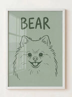 Custom Line Art Pet Portrait — White Wood Frame on a Wall | Made With Paws