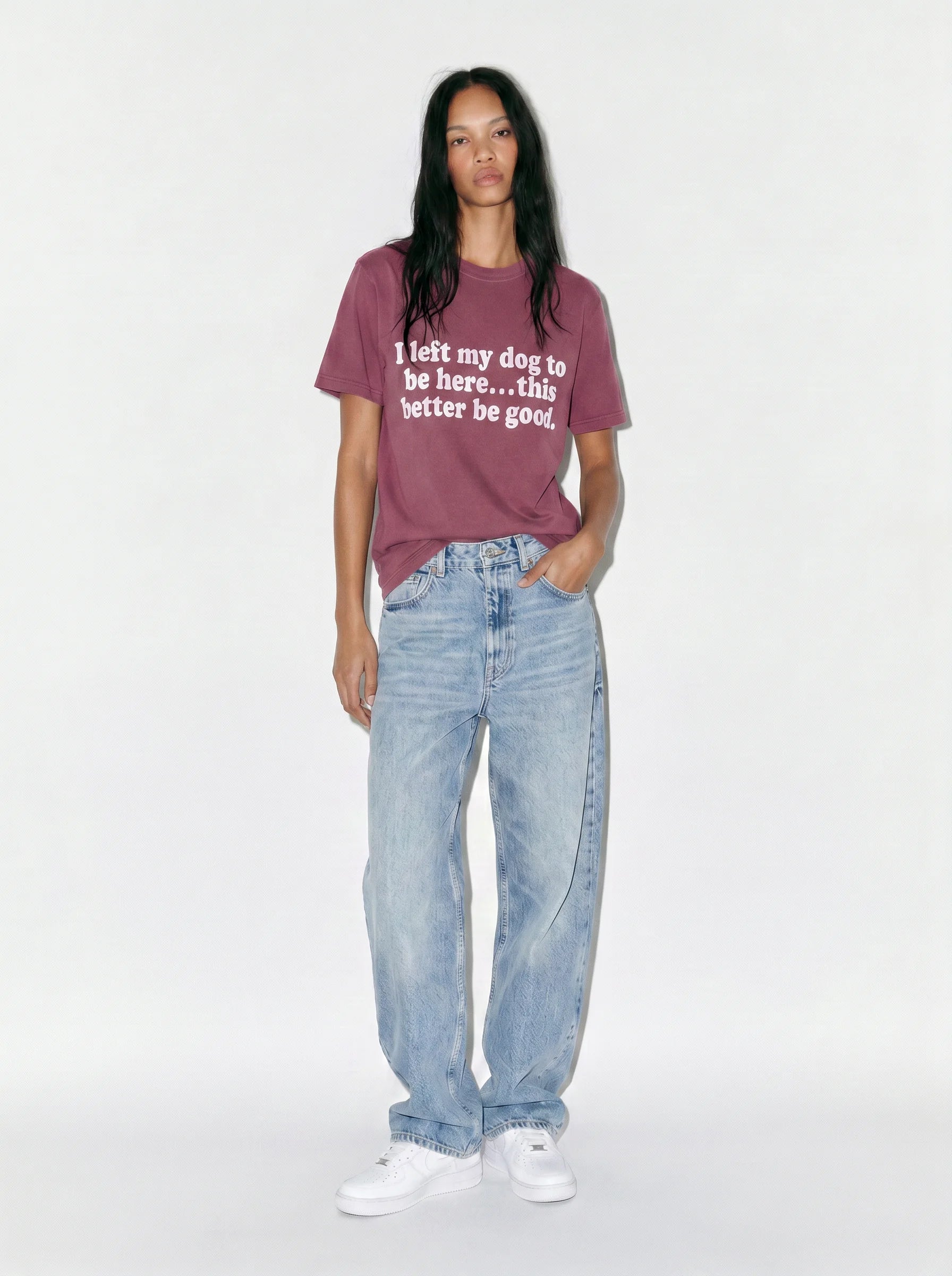 I Left My Dog to Be Here T-Shirt in Berry