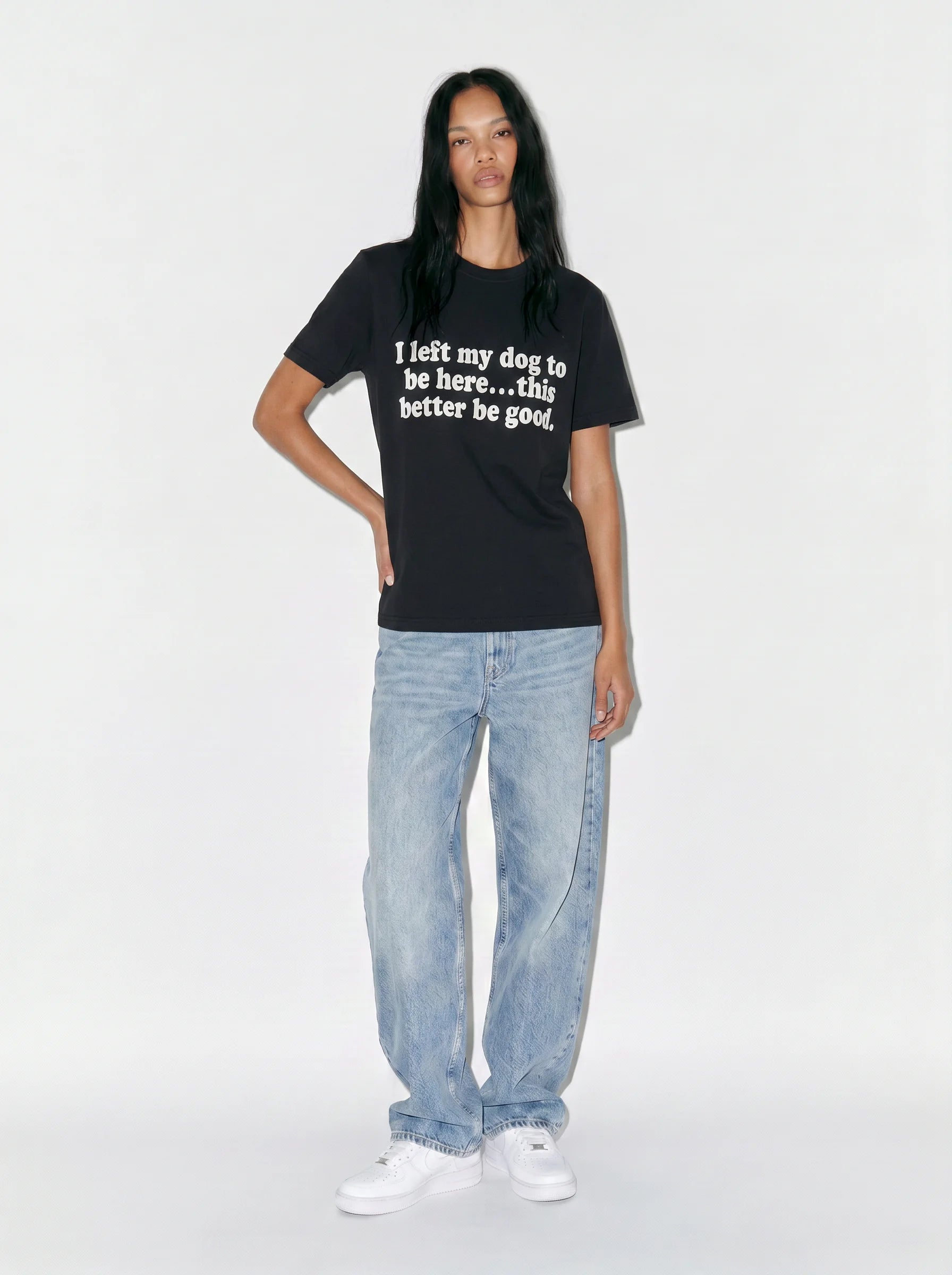 I Left My Dog to Be Here T-Shirt in Black