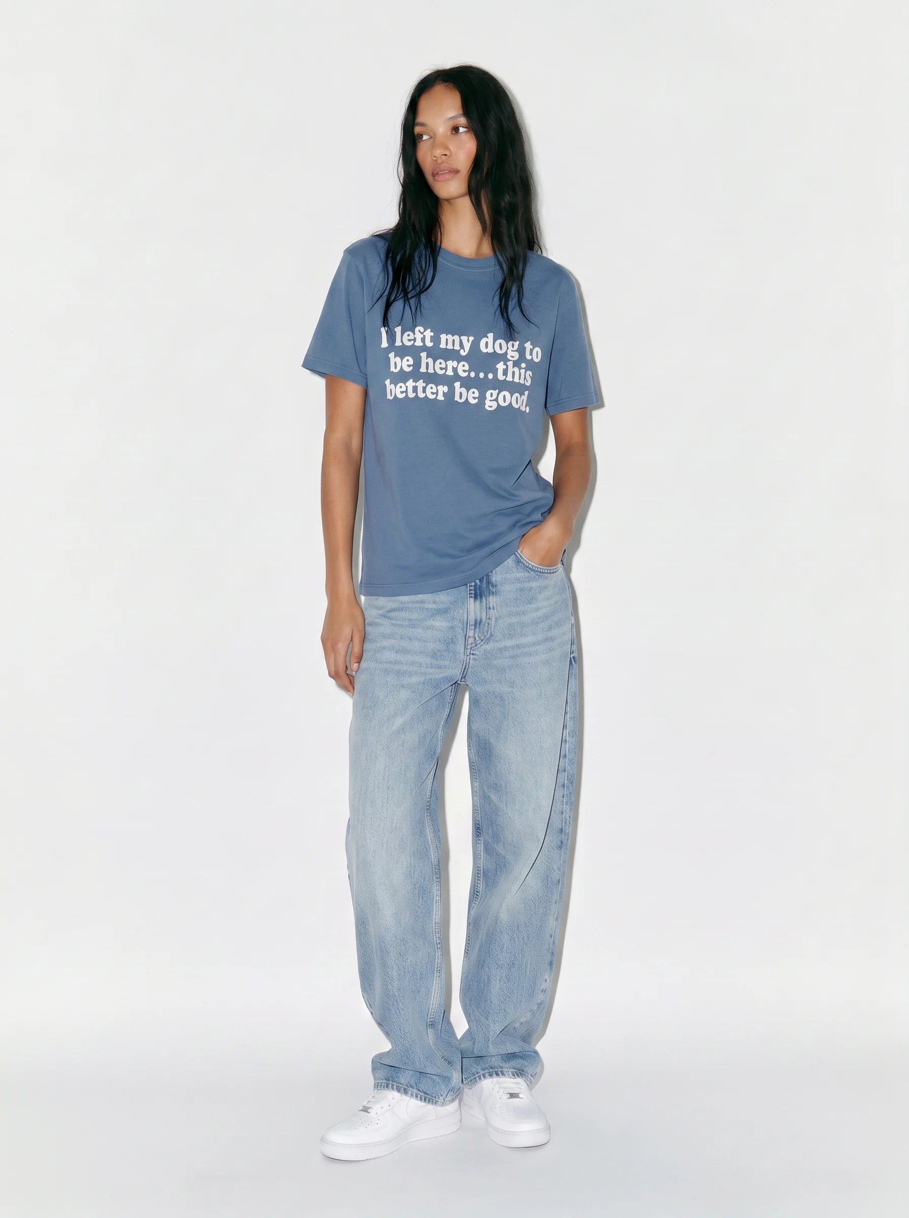 I Left My Dog to Be Here T-Shirt in Blue Jean