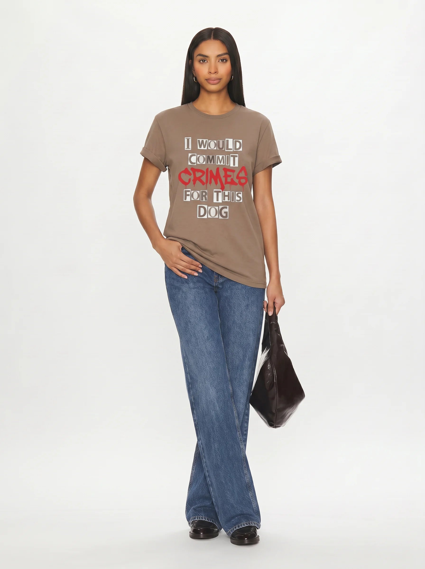 I Would Commit Crimes for This Dog T-Shirt in Brown Savana