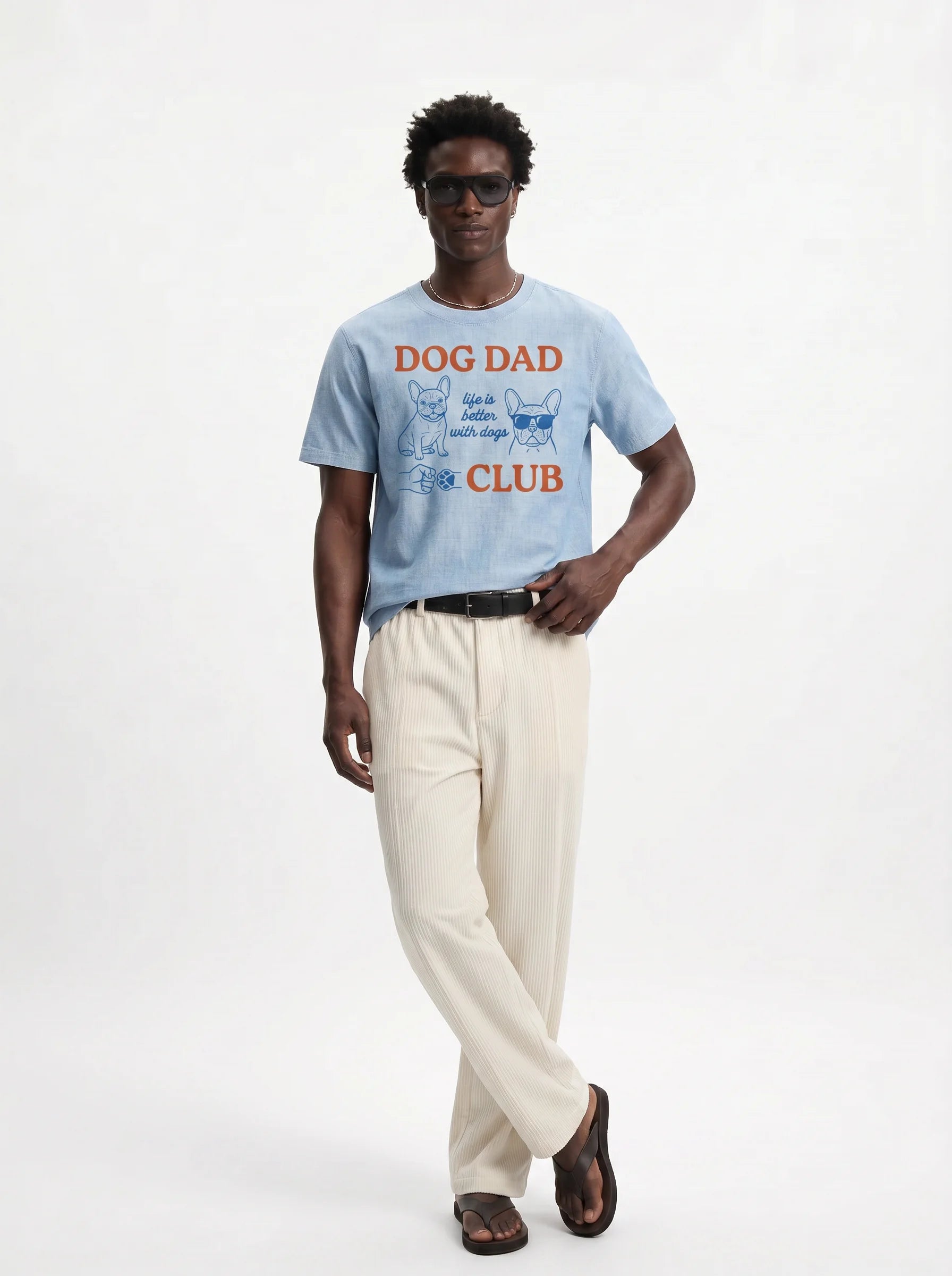 Dog Dad Club T-Shirt in Chambray