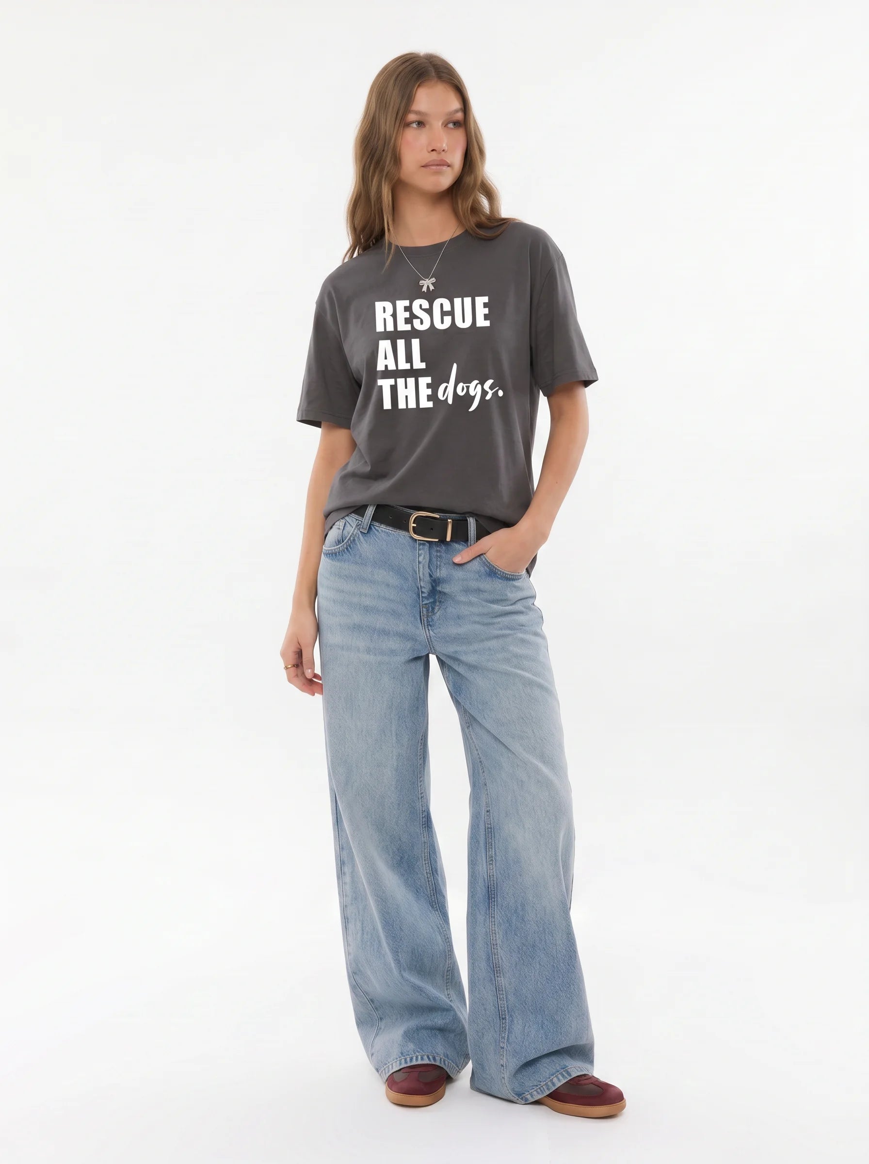 Rescue All the Dogs T-Shirt in Charcoal