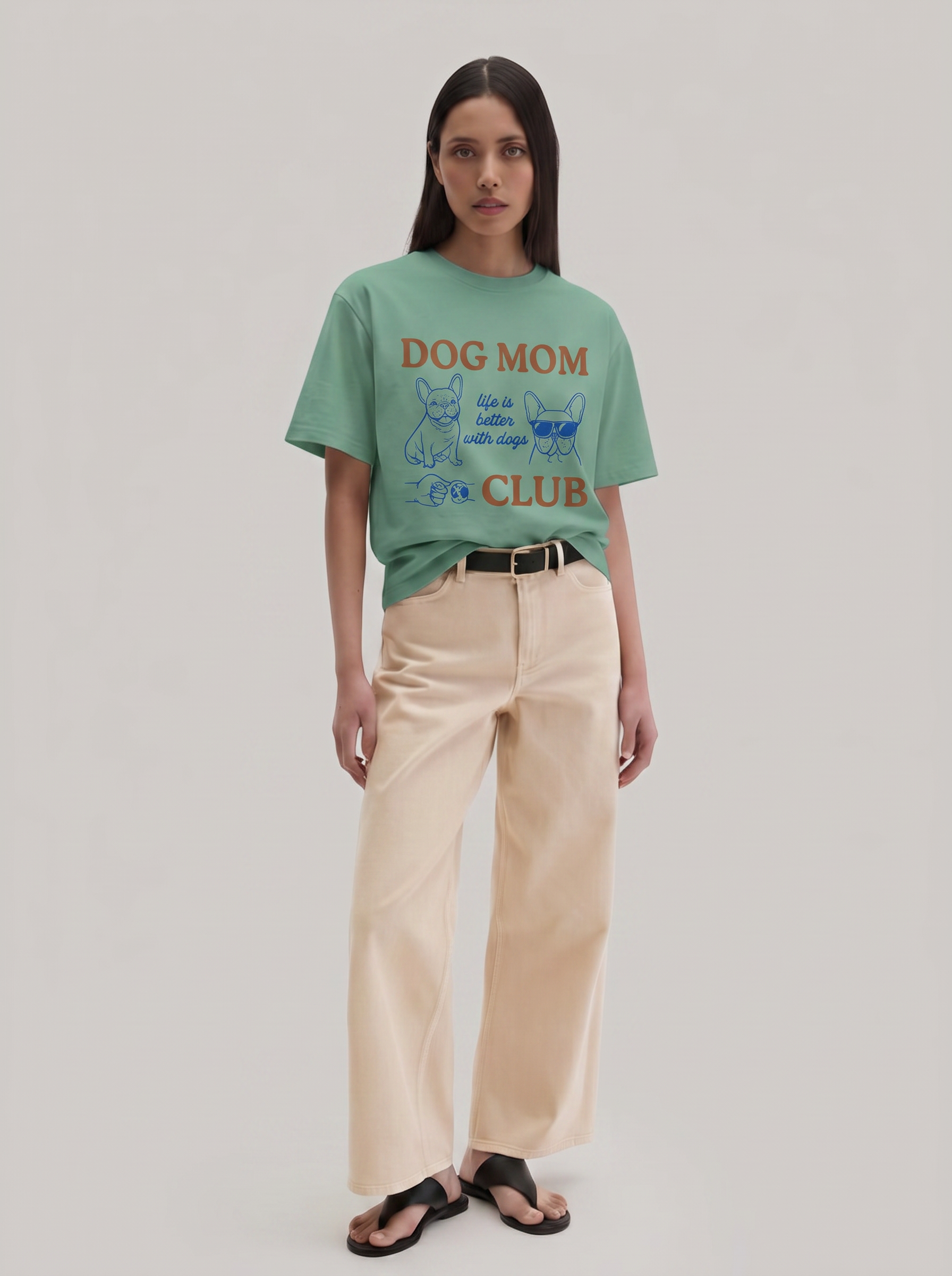 Dog Mom Club T-Shirt in Light Green