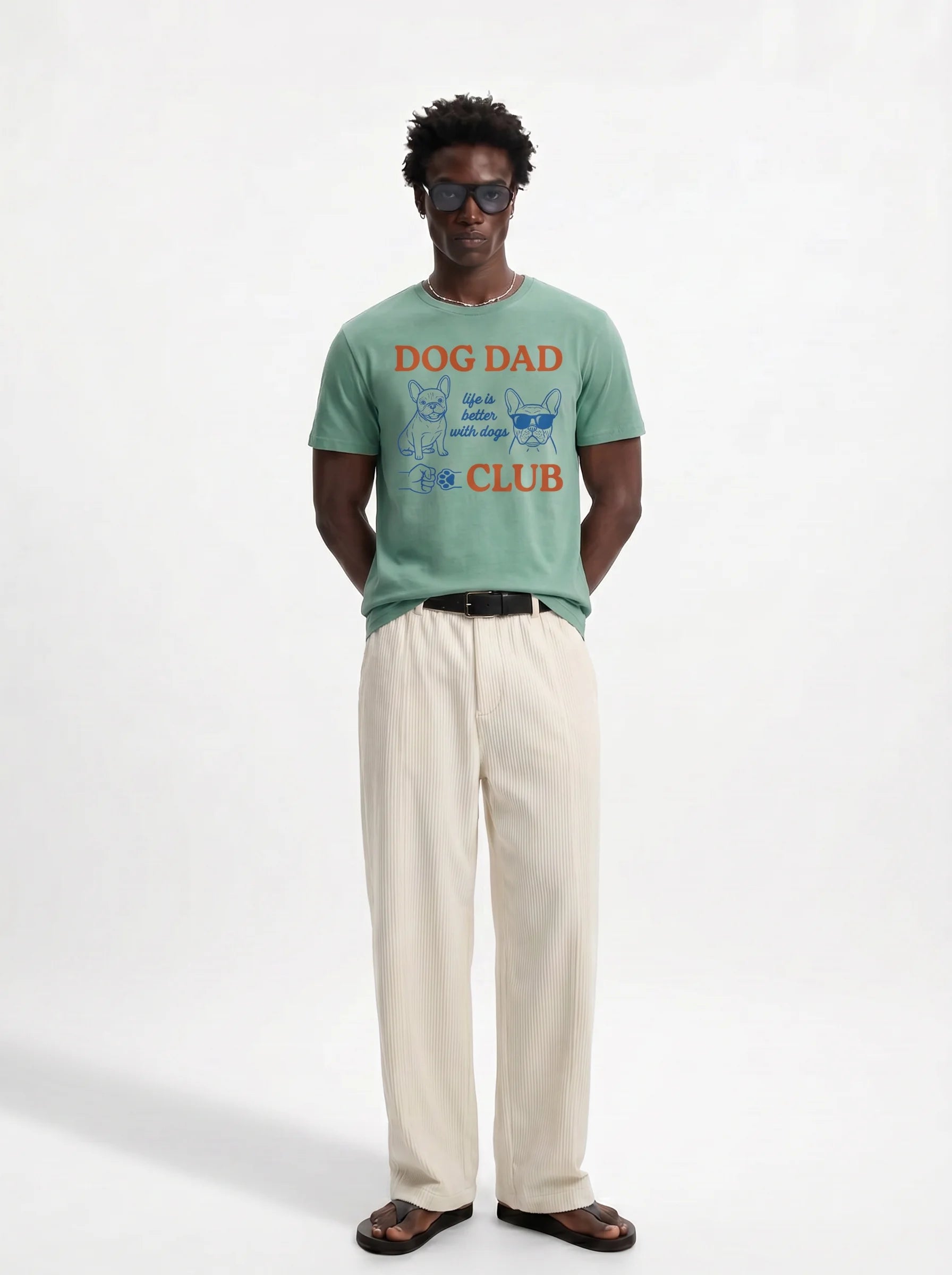 Dog Dad Club T-Shirt in Light Green