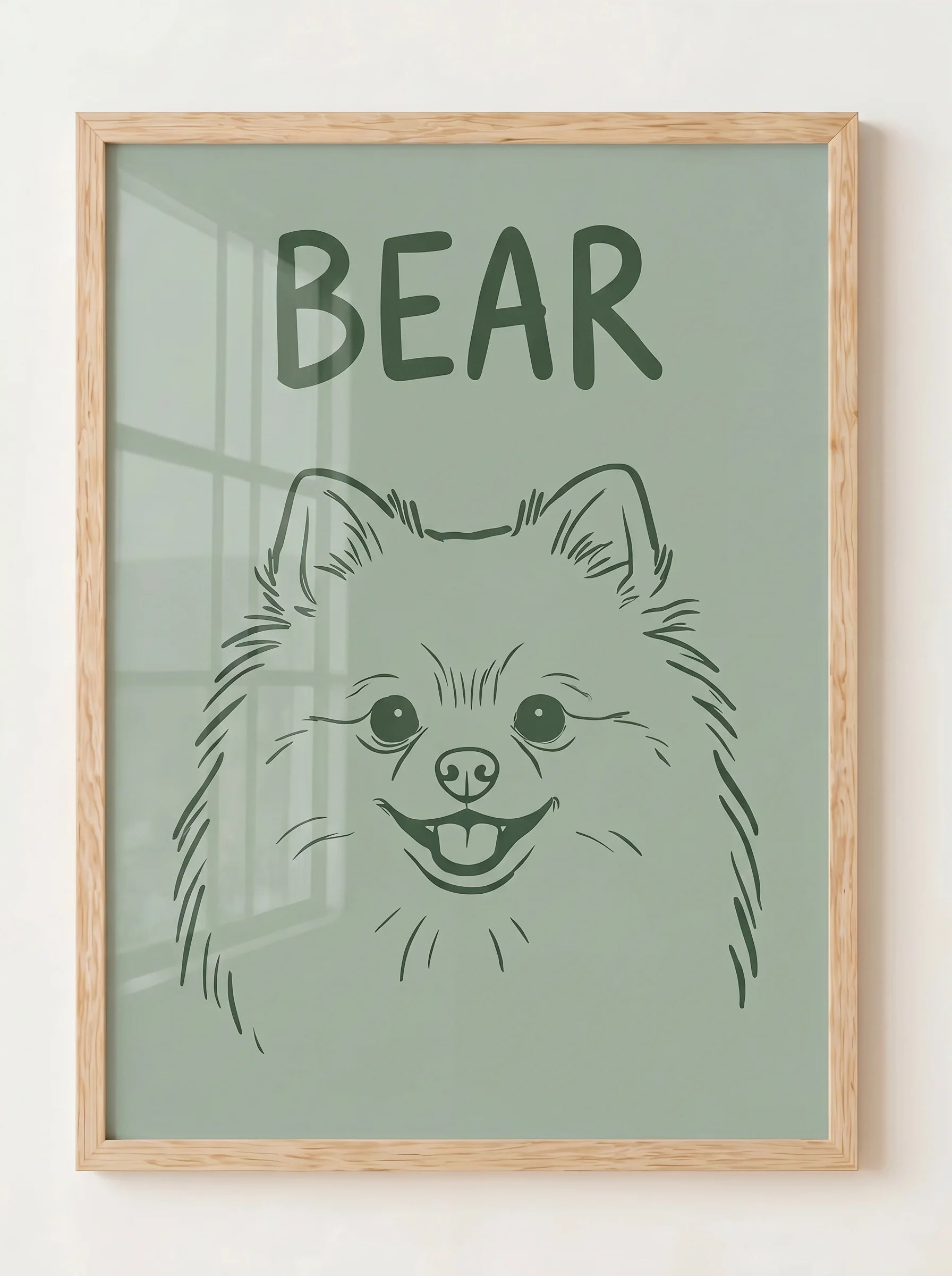 Custom Line Art Pet Portrait — Poster Print on Colored Background | Made With Paws